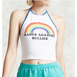 Rainbow babes against bullies halter crop top